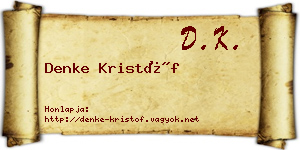 Denke Kristóf névjegykártya
